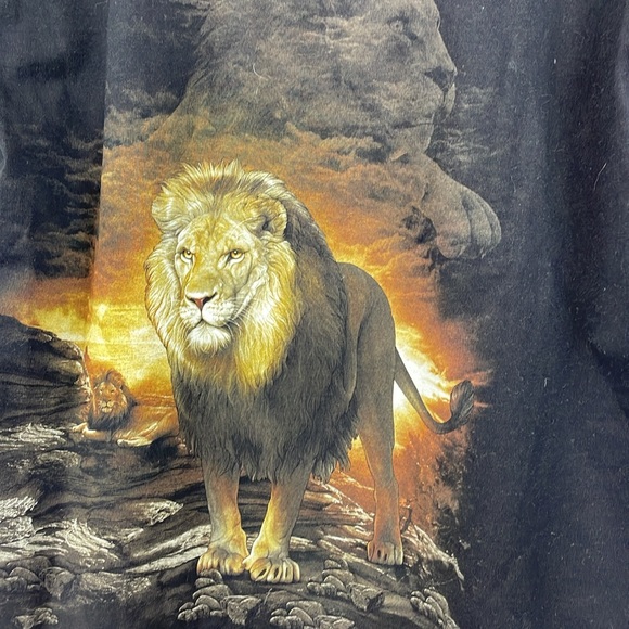 ROCK CHANG NWT Lion Graphic Embellished Black Short Sleeve T-Shirt size M - Picture 5 of 7